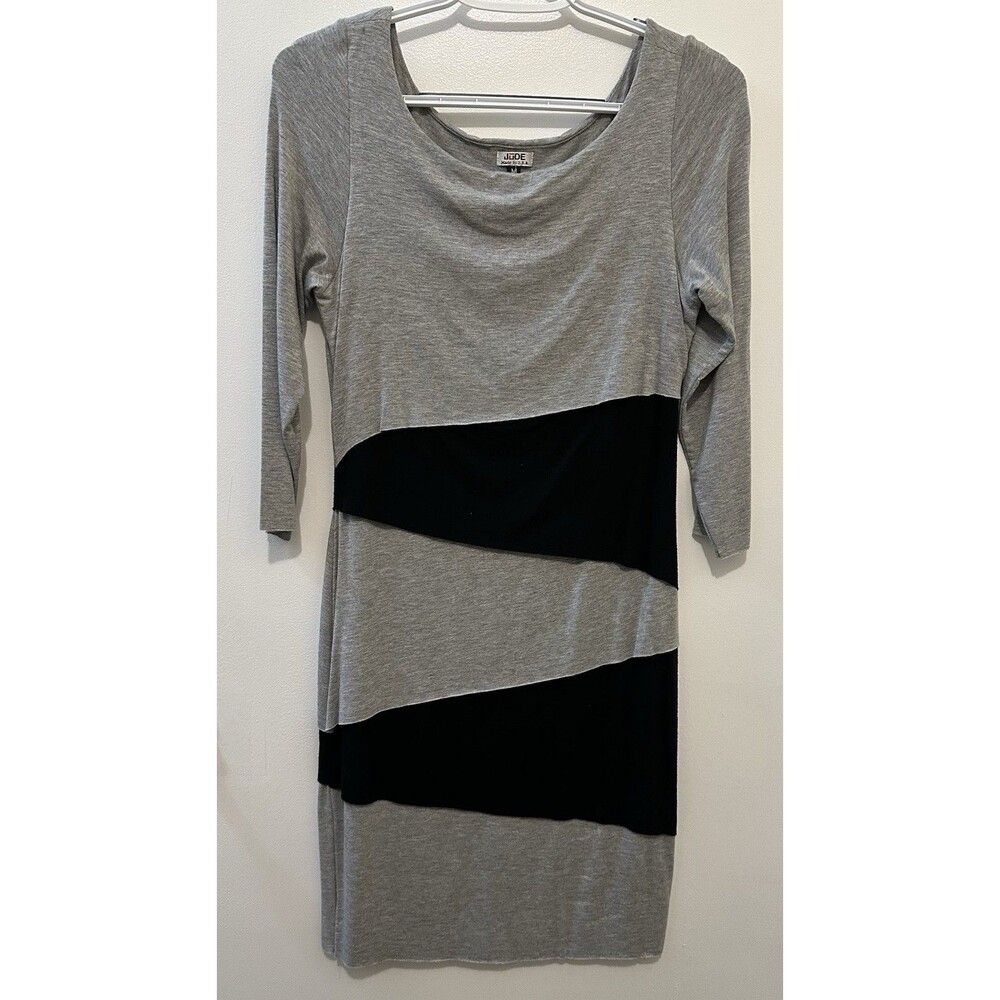 Jude Made in USA Womens M Gray Black Asymmetrical Colorblock Dress